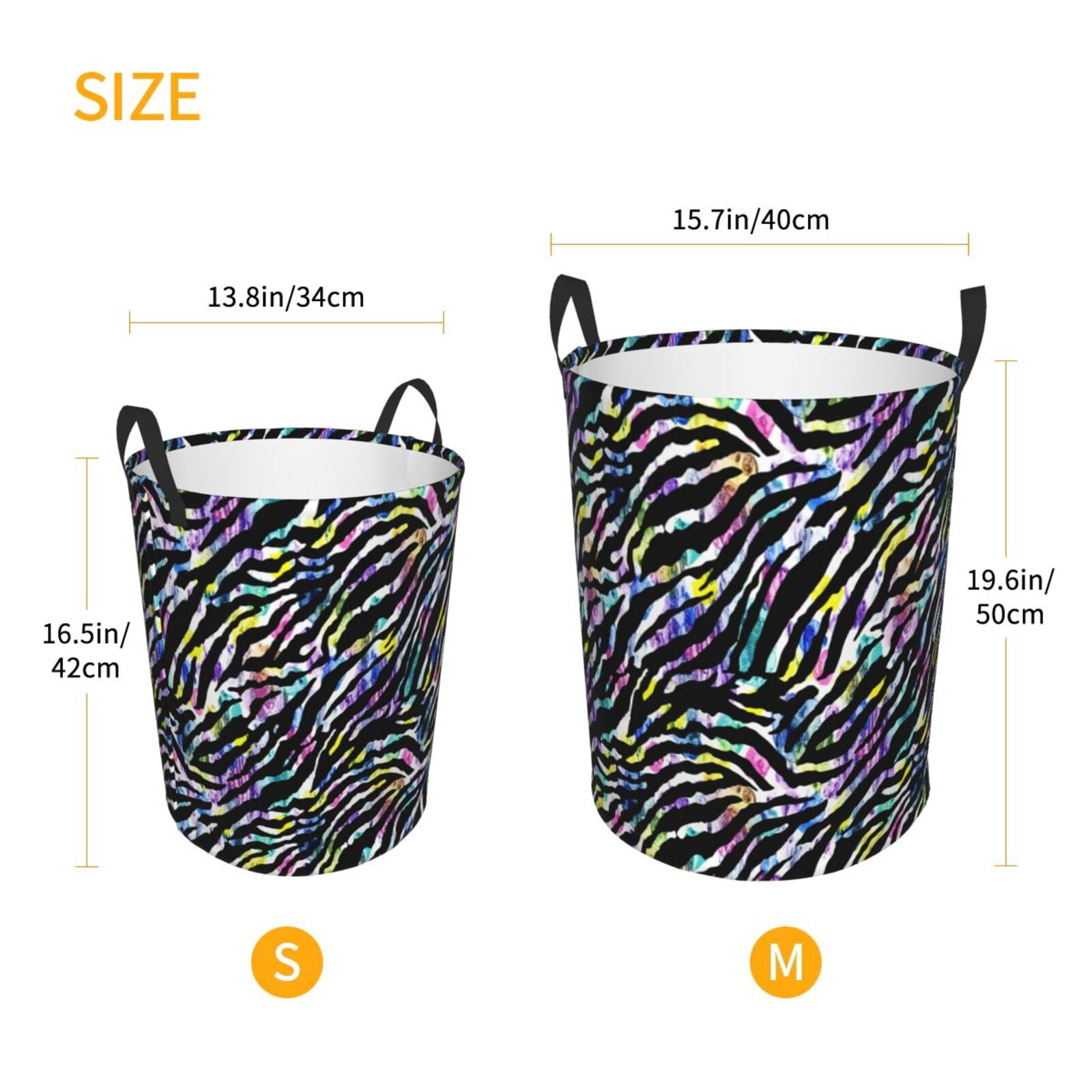 Large Laundry Basket with Handles - Abstract Zebra Tiger print Kids Baby Dirty Clothes Laundry Hamper for Bedroom Aesthetic