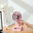 thumbnail image 5 of Retro Vertical Desk Fan USB Rechargeable – Aesthetic Mini Desktop Fan with LED Display, Quiet Multi-Speed Cooling Fan for Dorm, Bedroom, Office & Home Decor Use, Pink, 5 of 7
