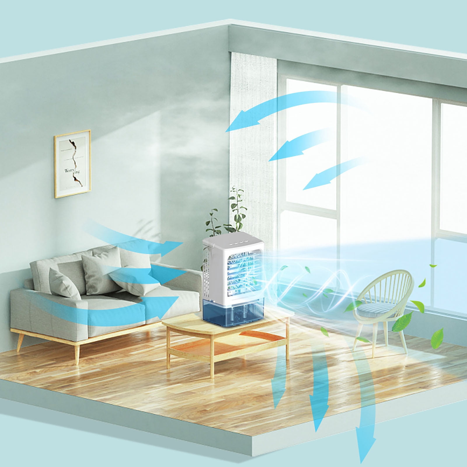 Chanana Portable Air Conditioners, 3 Wind Speed with Icy Mist Mode Portable AC Unit, 900ML Tank Evaporative Air Cooler Fan Blow Cold Air, Mini Cooling Fan with Timer for Bedroom Office