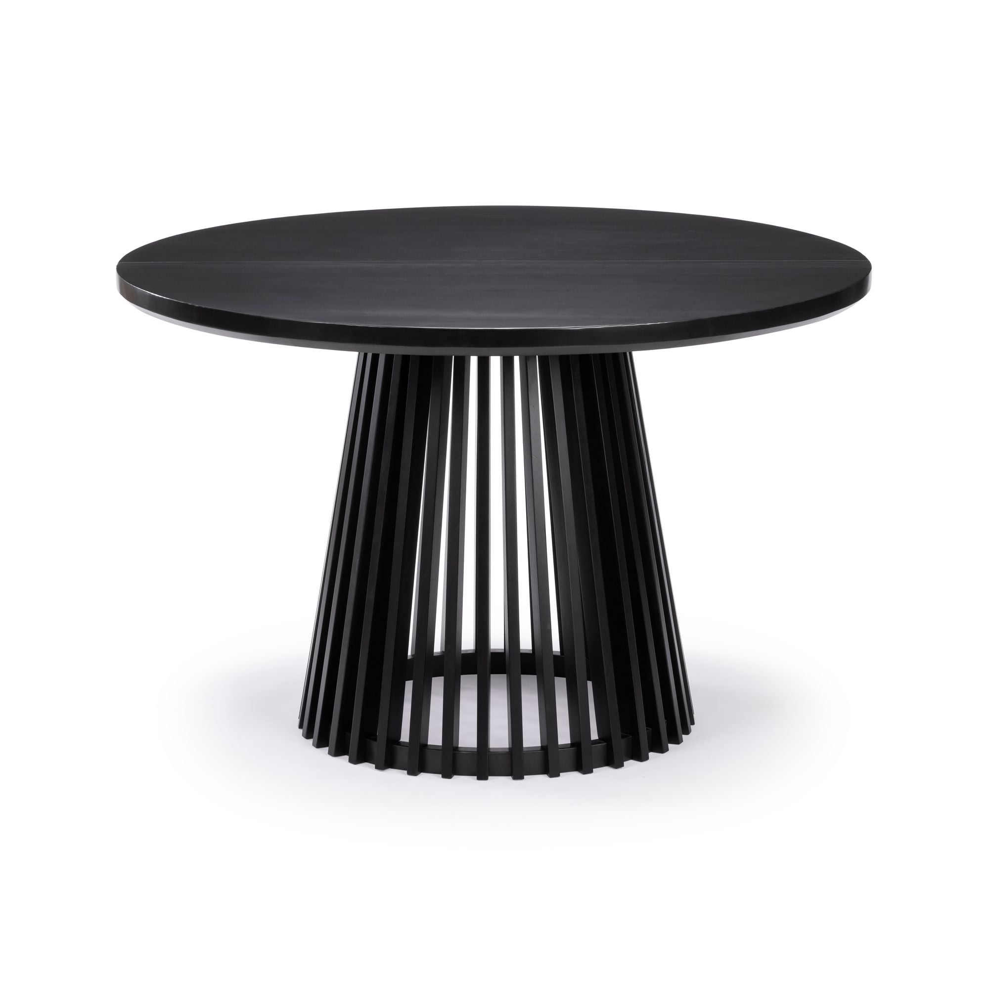Plank+Beam 48" Lido Round Dining Table, Solid Wood Minimalist Kitchen Table for 4, Black