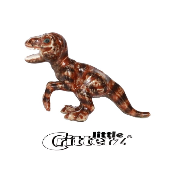 Little Critterz Velociraptor Speedy Jungle Animal - Hand-painted Home Decor Animal Decorative Figurine - Miniature Porcelain Figurine