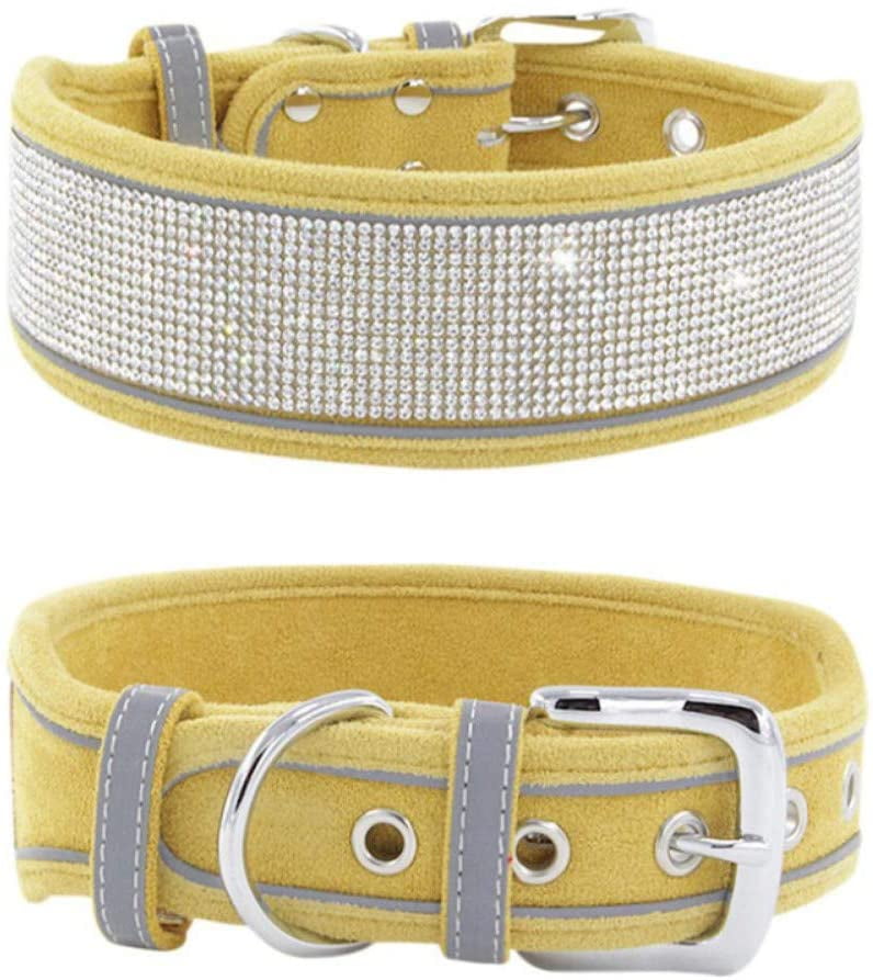 Bling Dog Collar 2" Wide Rhinestone Dog Collar, Crystal Diamond Dog Collar for Large Medium