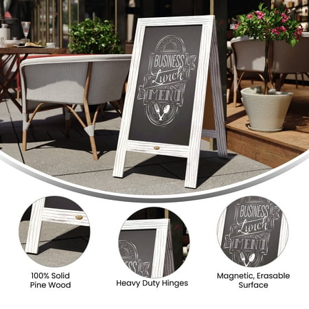 Alamont Home - Canterbury 20"W x 2-26"D x 40"H Magnetic A-Frame Chalkboard - White Wash