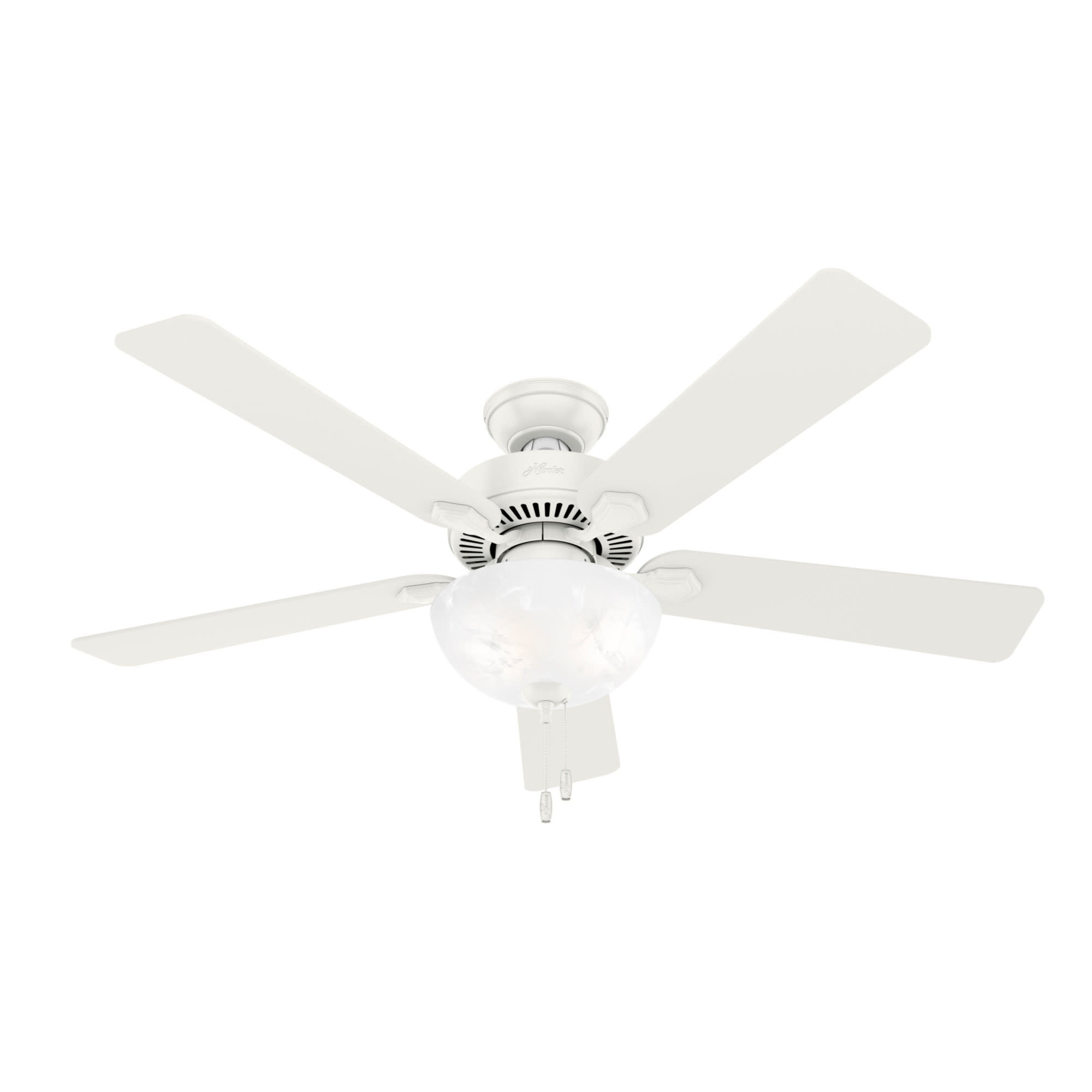 LED Indoor Matte White Ceiling Fan Hampton Bay Holly Springs Low Profile 52 in 