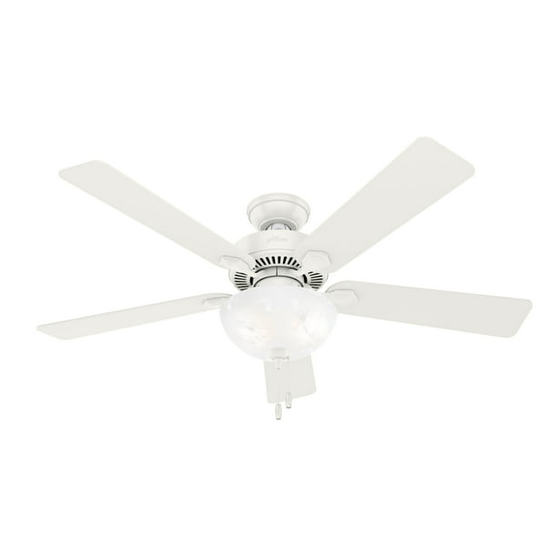 52in Swanson Ceiling Fan In Fresh White, How To Install Light Kit On Hunter Ceiling Fan
