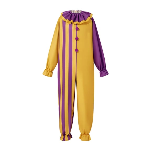 Adult New Color Blocked Clown Jumpsuit for Halloween Clown Stage Performance Roleplay Clothes