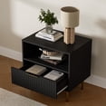 thumbnail image 3 of Nightstand with Drawer, Bed Side Table with Storage, End Table with Open Space for Bedroom, Modern Nightstand with Golden Handle, Side Night Stand for Bedroom, Living Room, Black, 3 of 9