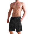 thumbnail image 2 of Dailycode Men's Quick Dry Swim Trunks Beach Shorts Casual Summer Board Shorts with Pockets, Black Elegant Swirling Plants, 2 of 8