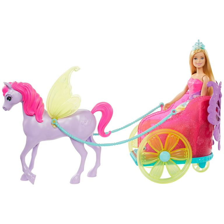 pessimist nyhed Klappe Barbie Dreamtopia Princess Doll, 11.5 inchBlonde, with Fantasy Horse and  Chariot - Walmart.com