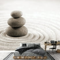 wall26 - Rocks Over a Rippled Sand Effect - Wall Mural, Removable Sticker, Home Decor - 100x144 inches