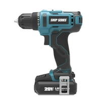 Shop Series SS2388 20V Battery Powered Cordless Drill Driver 2 Ah 3/8 in Chuck with Bit Set Battery and Charger Included