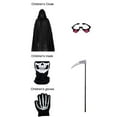 thumbnail image 3 of Gupgi Enfant Adulte Halloween Grim Reaper Costume, Robe+lunettes Yeux Rouges Lumineux+faux+pare-Visage+gants, 3 of 9