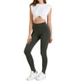 thumbnail image 2 of DARING DIVA Leggings Solid Color Elastic Waistband Stirrup Pants L Dark Grey, 2 of 6