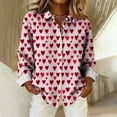 thumbnail image 3 of yillto Women's Valentine's Day Heart Blouse Button down Long Sleeve Tops Dress Business Casual Outfits, 3 of 5