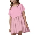 thumbnail image 1 of FAIWAD Robe d'Été à Col Rond et Manches Courtes pour Filles, Robe Patchwork Plissée Unie, Mini Robe de Tennis Athlétique, 1 of 9
