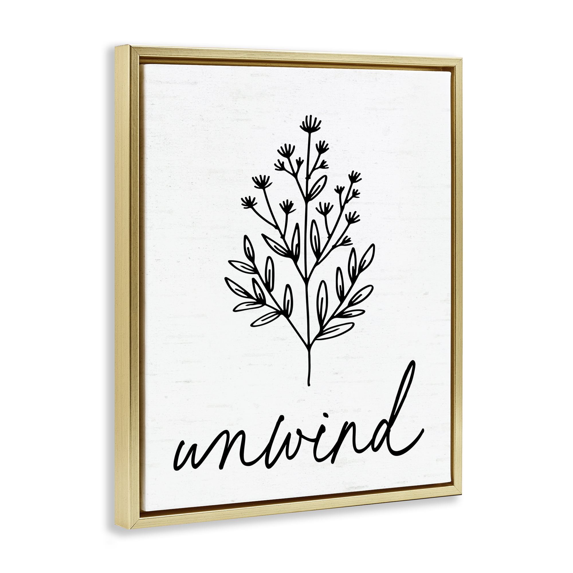 Bathroom Herb Unwind Gold Framed Floater Canvas Wall Art, design by Lettered and Lined