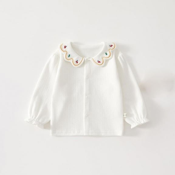 Bnwani Long Sleeve Toddler Shirts Plain Cotton Crew Neck Casual Fashion Tops 0-6 Months