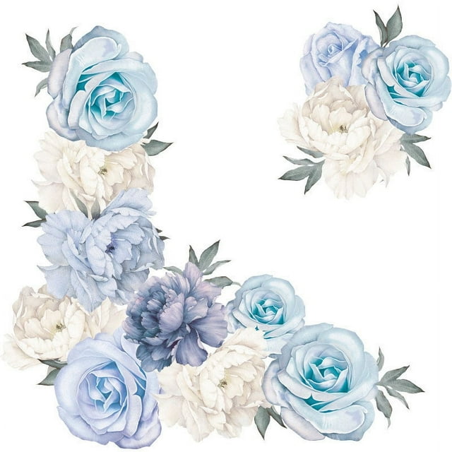Pegatinas de pared de peonías florales, pegatinas de pared de flores, carteles de pared de peonías y rosas, pegatinas de pared de flores de acuarela, papel tapiz para dormitorio, sala de estar