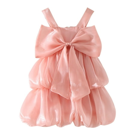 

Toddler Girls Sleeveless Bowknot Solid Color Princess Dress Dance Party Dresses Clothes For 4-5 Years