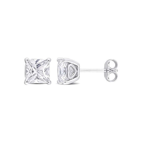2.58 Carat (Ctw) Lab-Created White Sapphire Square Solitaire Earrings in Sterling Silver (6mm)