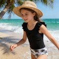 thumbnail image 3 of Mnyotv Girls Swimsuits Cut Out Bathing Suit Flutter Sleeve Tops and Floral Bikini Shorts Summer Beach Swimwears Size 15-16 Years, 3 of 8