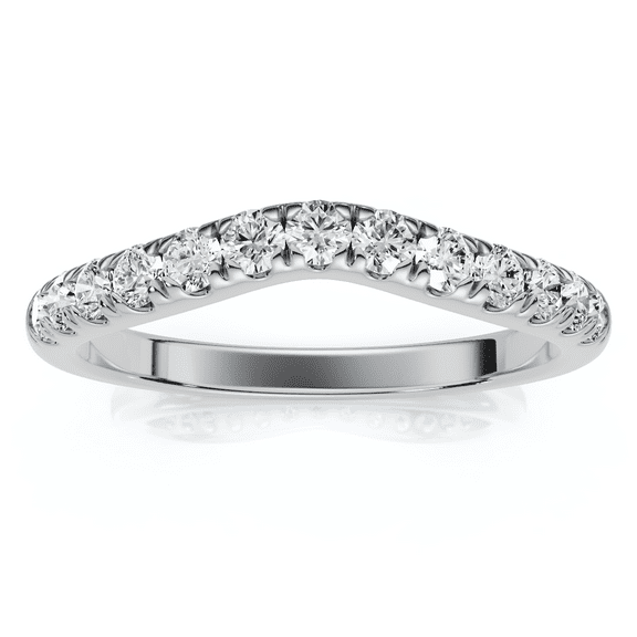 Pompeii 1/3ct Curved Diamond Wedding Guard Ring 14K White Gold (G,I1)
