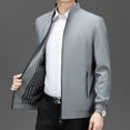 thumbnail image 4 of Chaqueta de cuello alto para hombre, de primavera y otoño, sencilla, color liso, informal, de negocios, de alta calidad, color negro, 4 of 4