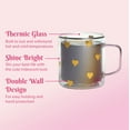 thumbnail image 4 of (2 pack) Paris Hilton Double Wall Glass Coffee Mug,13.5 Ounces, Hearts, 4 of 9