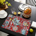 thumbnail image 4 of Set of 4 Durable Paisley Placemats, Flax Linen Heat Resistant Wrinkle Free with Colorful Vintage Boho Floral and Artistic Mandala Geometric Decor, 4 of 6