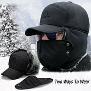 Warm Winter Aviator Trooper Hat Mens Cotton Bomber Hats with Ear Flap Windproof Mask Snow Ski Hat Hunting Cap