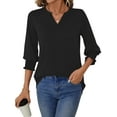 thumbnail image 4 of UVN Summer V Neck Womens Blouses Dressy Casual 3/4 Sleeve Shirts Ladies Tunic Tops, 4 of 10