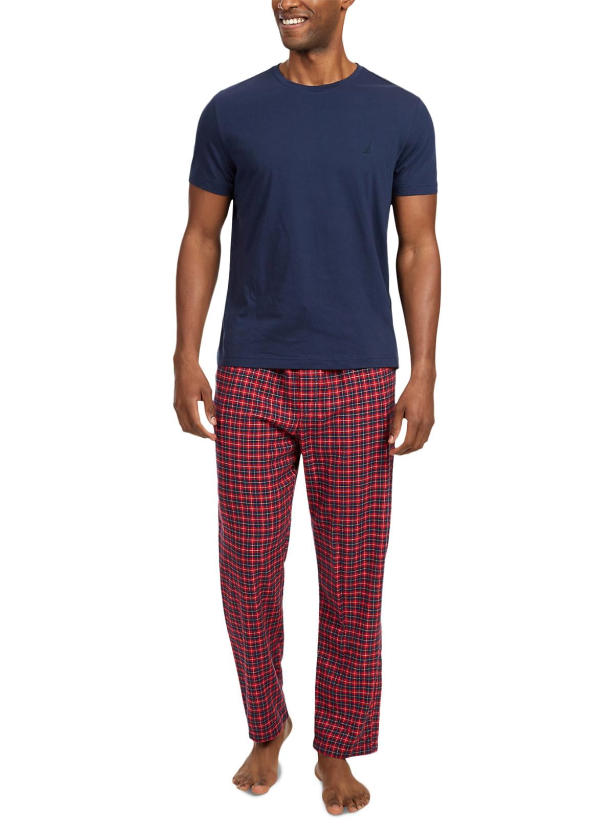 nautica-sleepwear-nautica-sleepwear-mens-flannel-short-sleeves-pajama