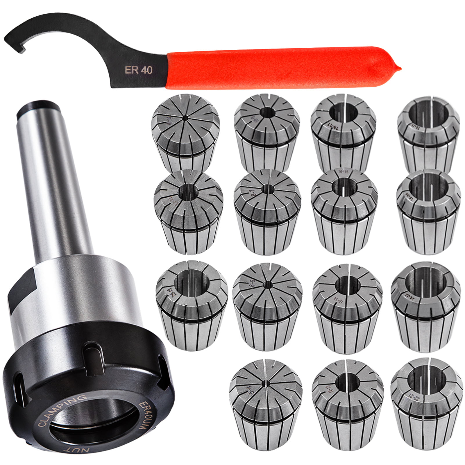 15 PCs MT3 Shank ER32 Chuck with Collets 1/8"-3/4" Set with Box for CNC Milling 