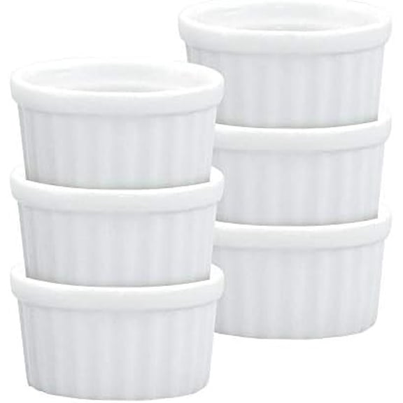Mini Butter Crock Ramekin, Fine Porcelain, For Serving Butter, Condiments, Toppings, 1-Ounce Capacity, Set of 6