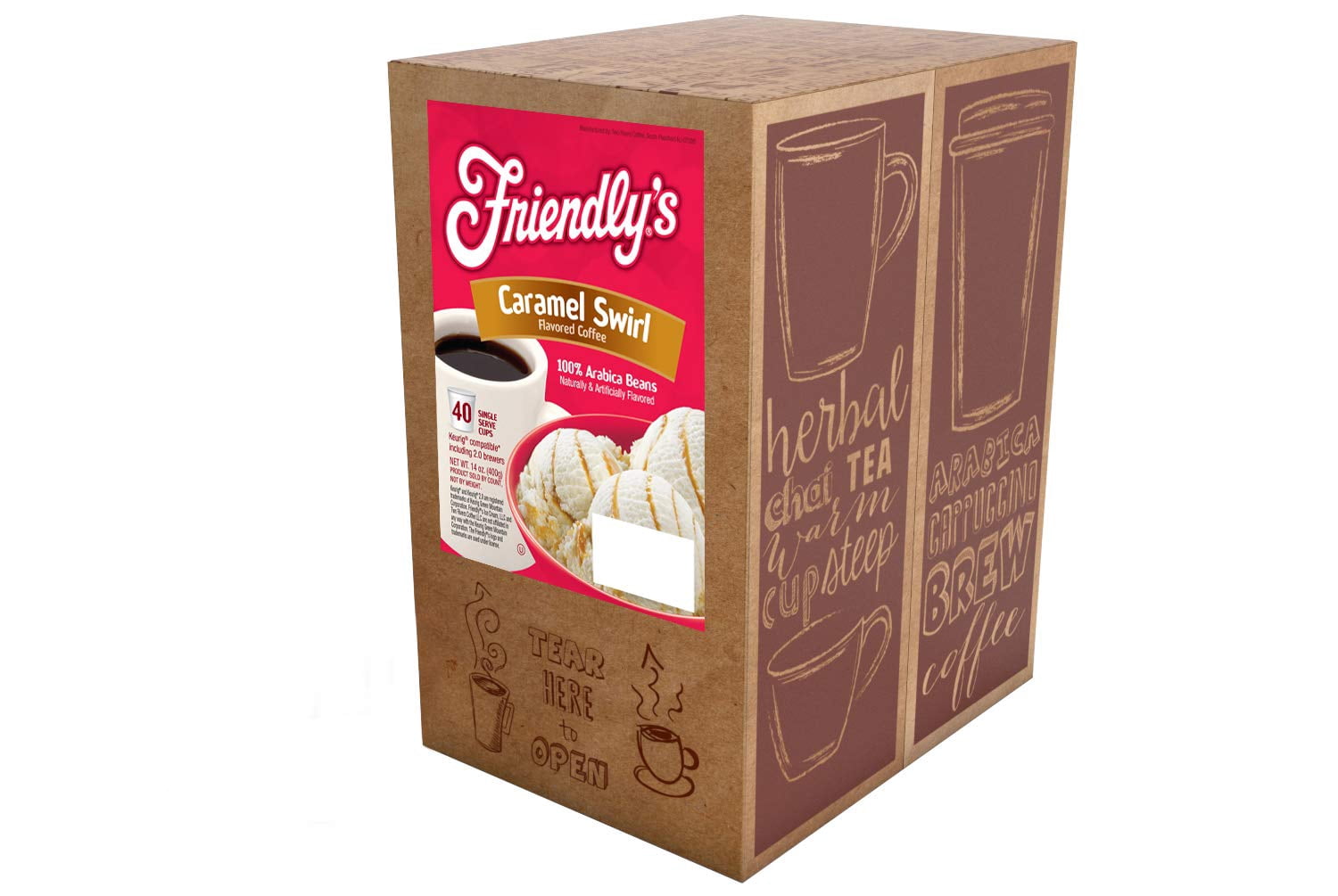 Friendly's Medium Roast Caramel FLAVORED Coffee Pods, Keurig 2.0 K-Cup Brewer Compatible, Caramel Swirl, 40 Count