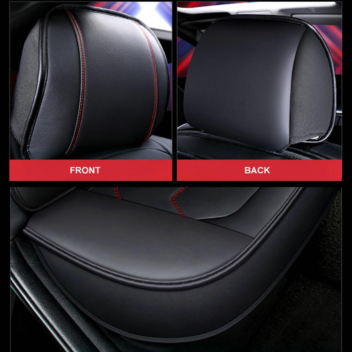 Luxury Breathable Car Seat Covers, Universal 5D PU Leather Front Seat Protectors Compatible with Airbag Protector for Most Cars SUVs Trucks（Red,1PC）