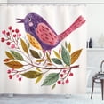 thumbnail image 1 of Ambesonne Watercolor Shower Curtain, Birds on a Branch, 69"Wx84"L, Purple Fern Green, 1 of 3