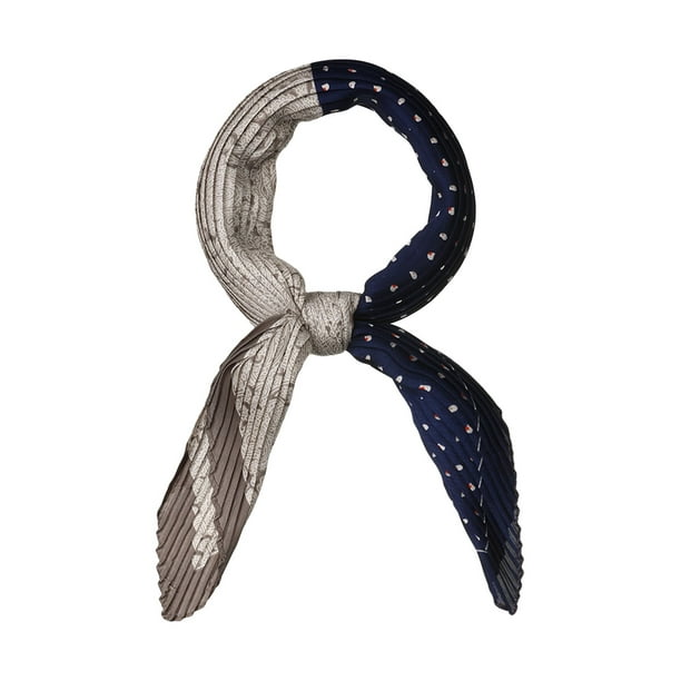 INSPIRE CHIC Bufanda de Cuello con Pliegues en Bloque de Color, Patrón de Paisley, Nueces de Anacardo, Bandana, Azul Marino