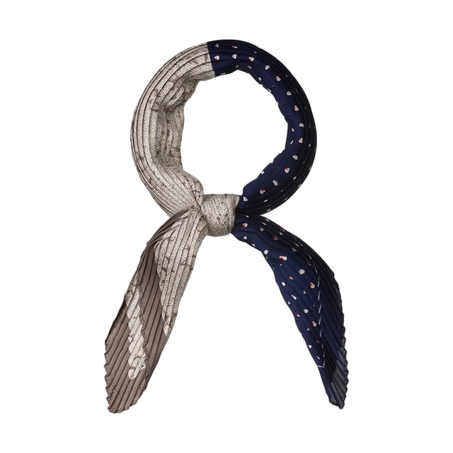 INSPIRE CHIC Pleated Color Block Cashew Nuts Paisley Pattern Neck Scarf Neckerchief Bandana Navy Blue