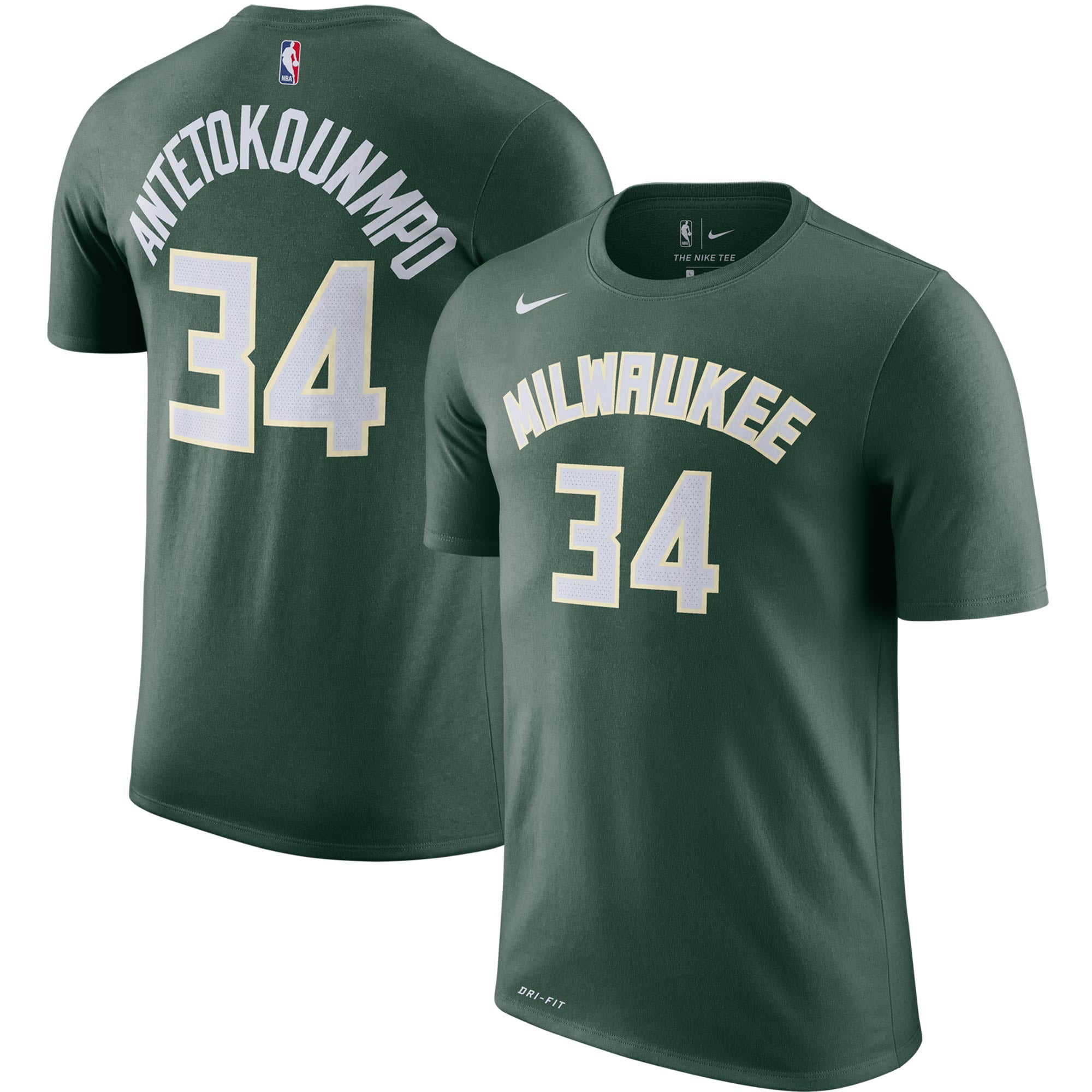 Antetokounmpo Milwaukee Bucks Nike Name & Number Performance T-Shirt - Hunter Green - Walmart.com