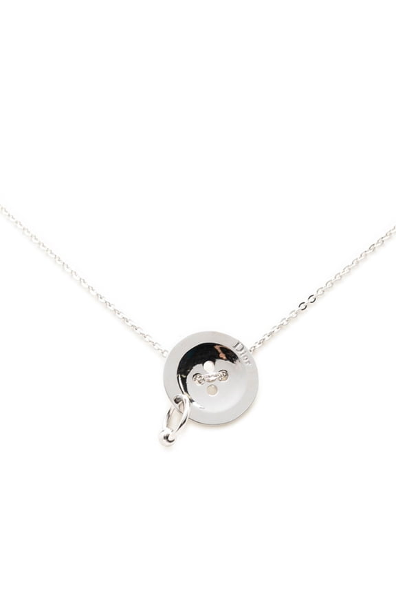 Pre-Owned Christian Dior Dior Logo Button Motif Chain Necklace, Silver Metal, Women's