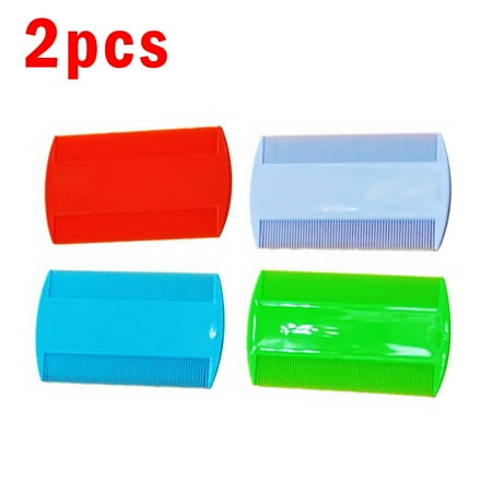 2PCS Plastic Pure Color Fine Tooth Head Lice Flea Pet Hair Combs Double Sided Nit Kids