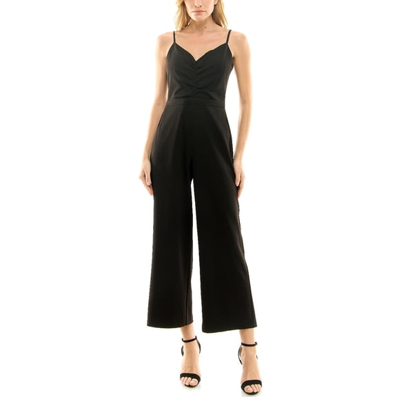Women's Nicole Miller Sweetheart Neck Spaghetti Strap Jumpsuit Color: Black Size: 4