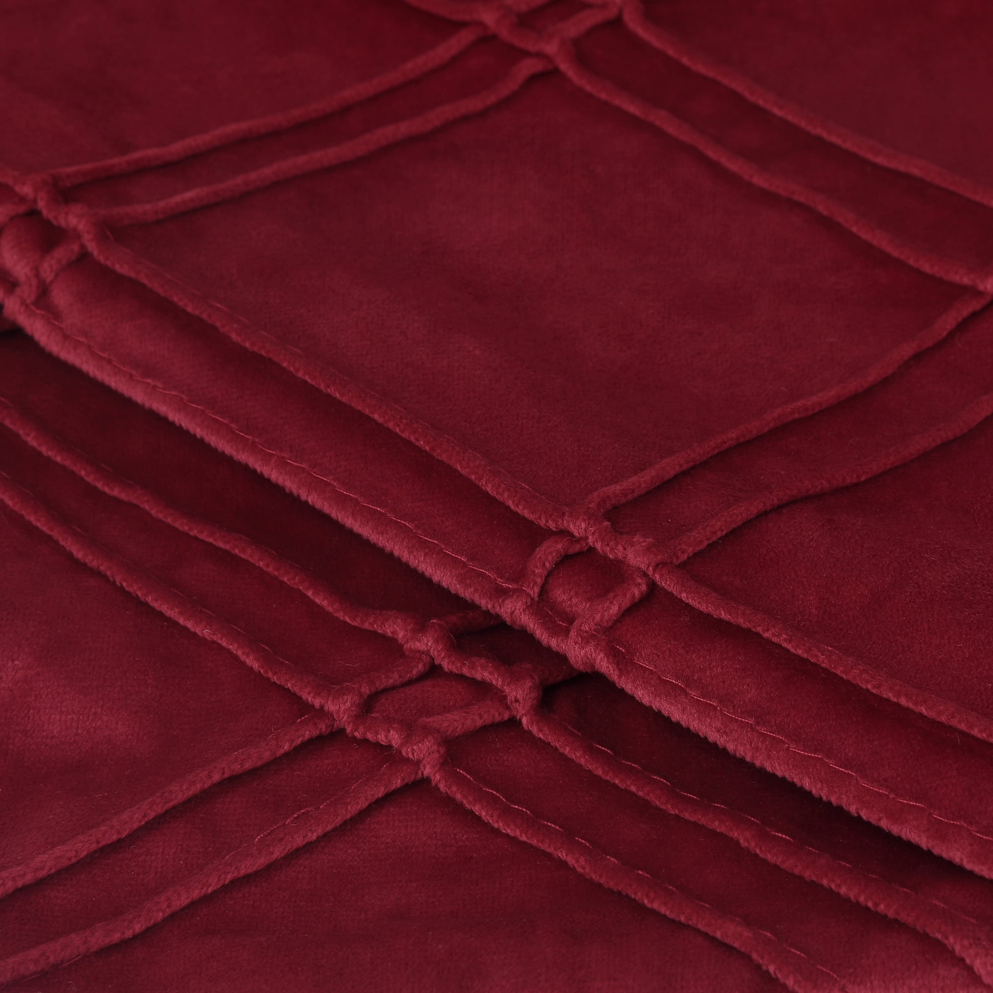 Unique Bargains 2 Diamond Pinch Pleated Solid Decorative Textured Throw Pillow Covers Red 18" x 18"
