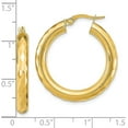 thumbnail image 4 of Solid 14k Yellow Gold Polished Diamond Cut Hoop Earrings - 28.83mm- Made In Italy, 4 of 6
