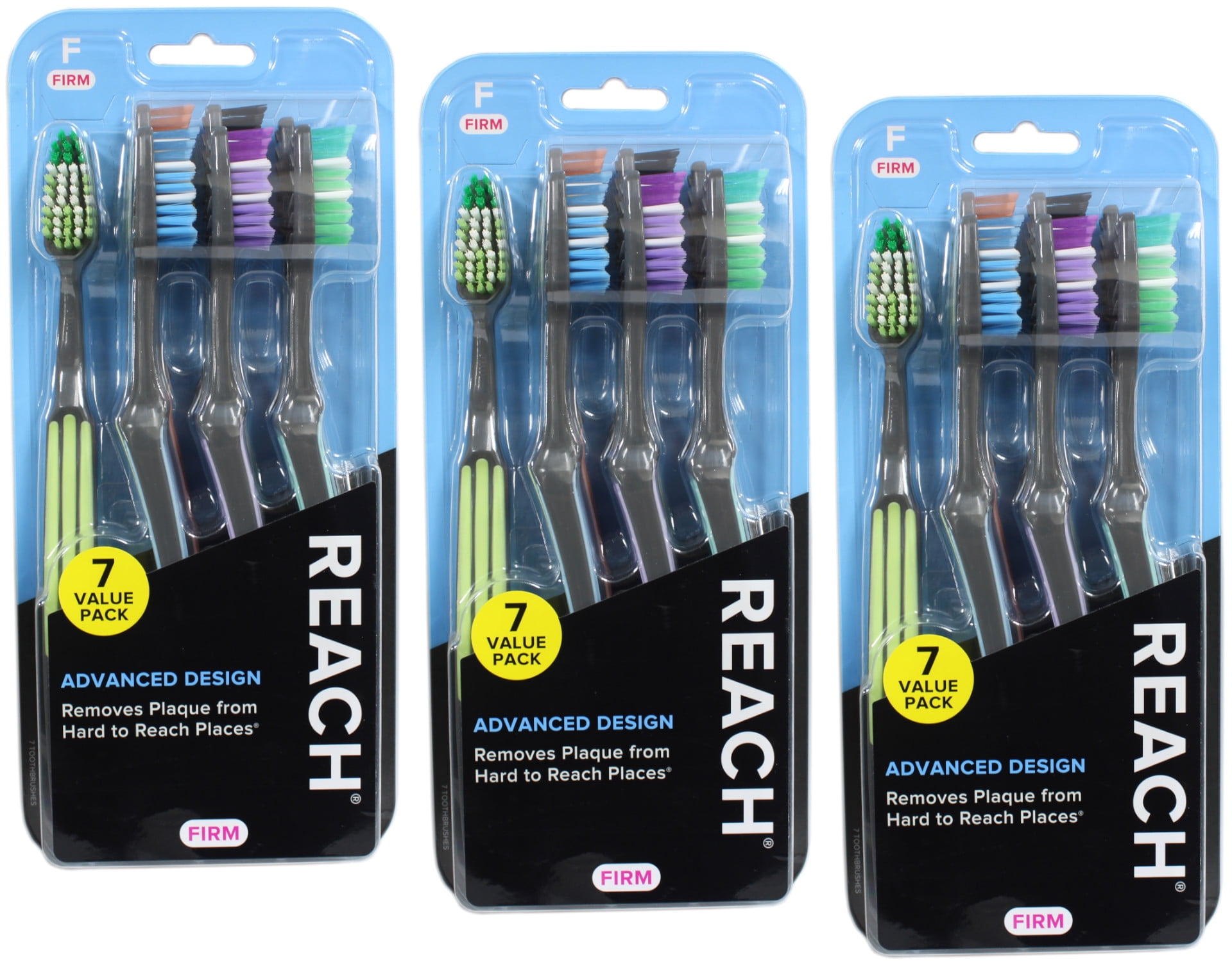 3 Pack REACH Advanced Design Adult Toothbrush, Firm, 7 Count Walmart