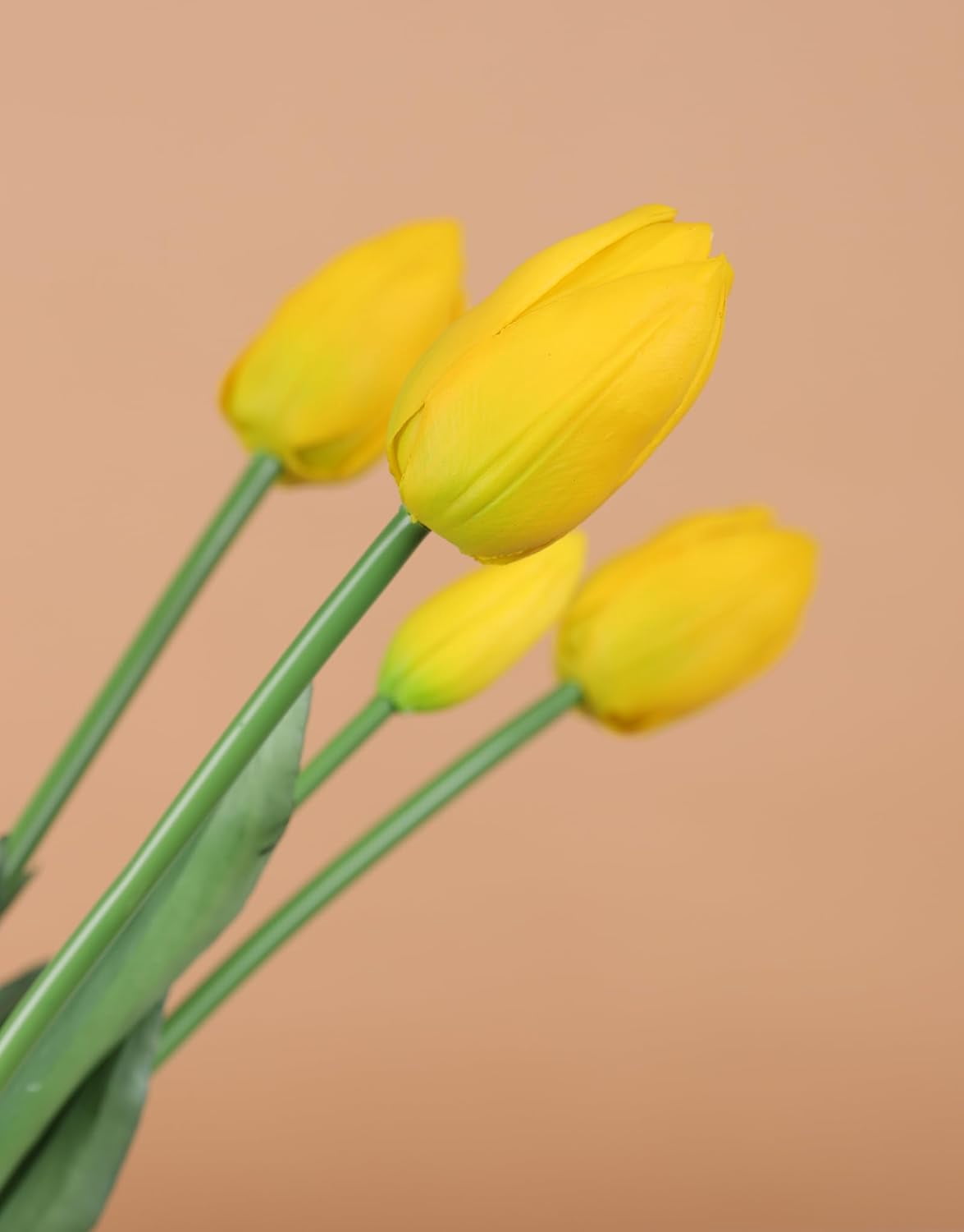 18.5'' Artificial Tulip Flowers 10 PCS Faux Real Touch Latex Bouquet Tulips for Home Table Arrangements Gift Office Wedding Party Birthday Garden Restaurant Decoration (Yellow)