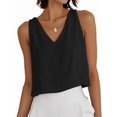 thumbnail image 4 of Women'S Crop Tank Tops Spring Summer Sleeveless V Neck Cropped Casual Beach Tops Shirts Black L, 4 of 7