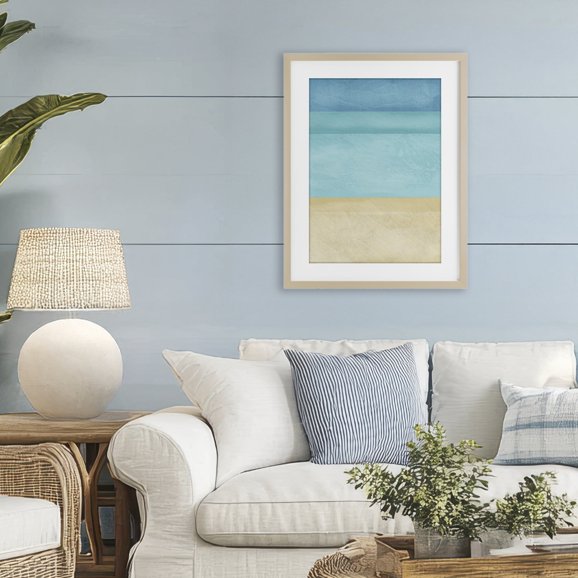 Stupell Industries Abstract Beach Coastal Color Block Birch Framed Print Under Glass, design by Martina Pavlova