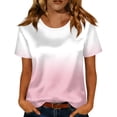 thumbnail image 2 of Womens Satin Summer Tops Short Sleeve Gradient Blouses Crew Neck Shirts Business Casual Outfits Fashion Clothing 2026, M, 2 of 8